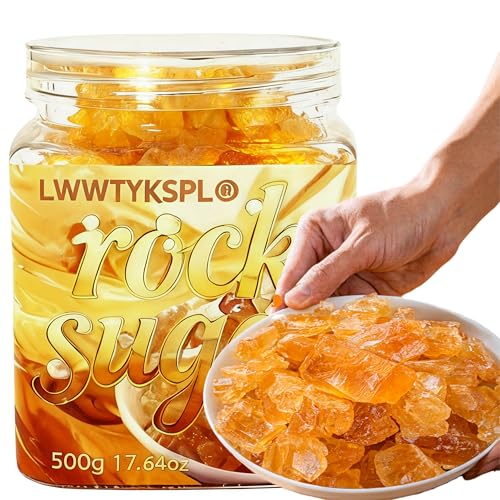 17.6 oz (500g) Premium Yellow Rock Sugar, All-Natural Cane Sugar Crystals for Vietnamese Pho, Bubble Tea, Coffee, Baking & Cooking - Quick-Dissolving, Non-GMO, Friendly Sweetener