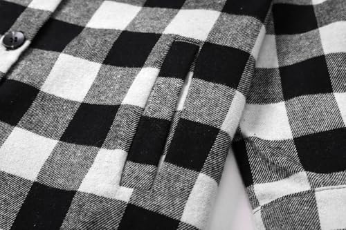 Image of SANGTREE Women and Girls Oversized Flannel Plaid Shirt Mid-Length Casual Button Down Shirt with Pockets