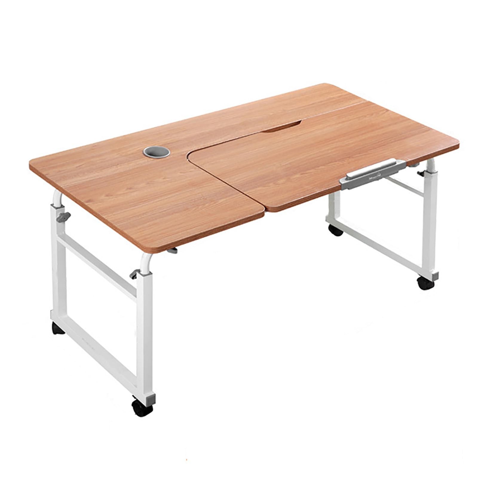CGCSYZ Overbed Table Wheels Over The Bed Table, Overbed Table With Wheels Adjustable Height, Adjustable Tiltable Tabletop, Computer Desk Standing Workstation Cart, For And Home Use (Teak 100cm)