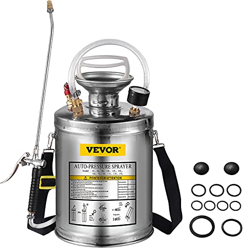 VEVOR 4L Pulvérisateur INOX Jardin Brumisateur pour Plante pour Jardinage Domestique et Nettoyage au Sol Convient aux Besoins actuels de l'industrie, de...