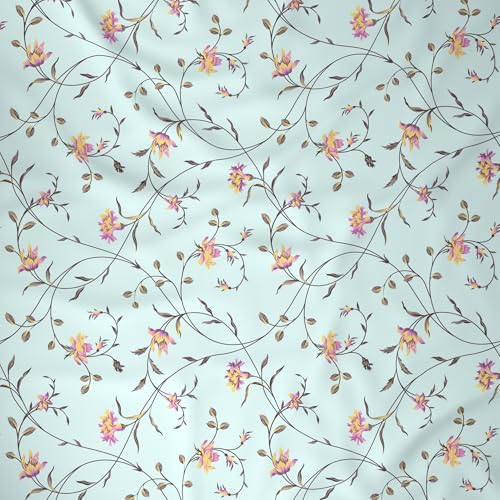 Image of Raymond Home 200TC Affair Cotton Rich Super Soft Floral Double Bedsheet (2.29 Mx2.54 M) with 2 Pillow Covers(46 CM x 69 CM) - Blue & Green