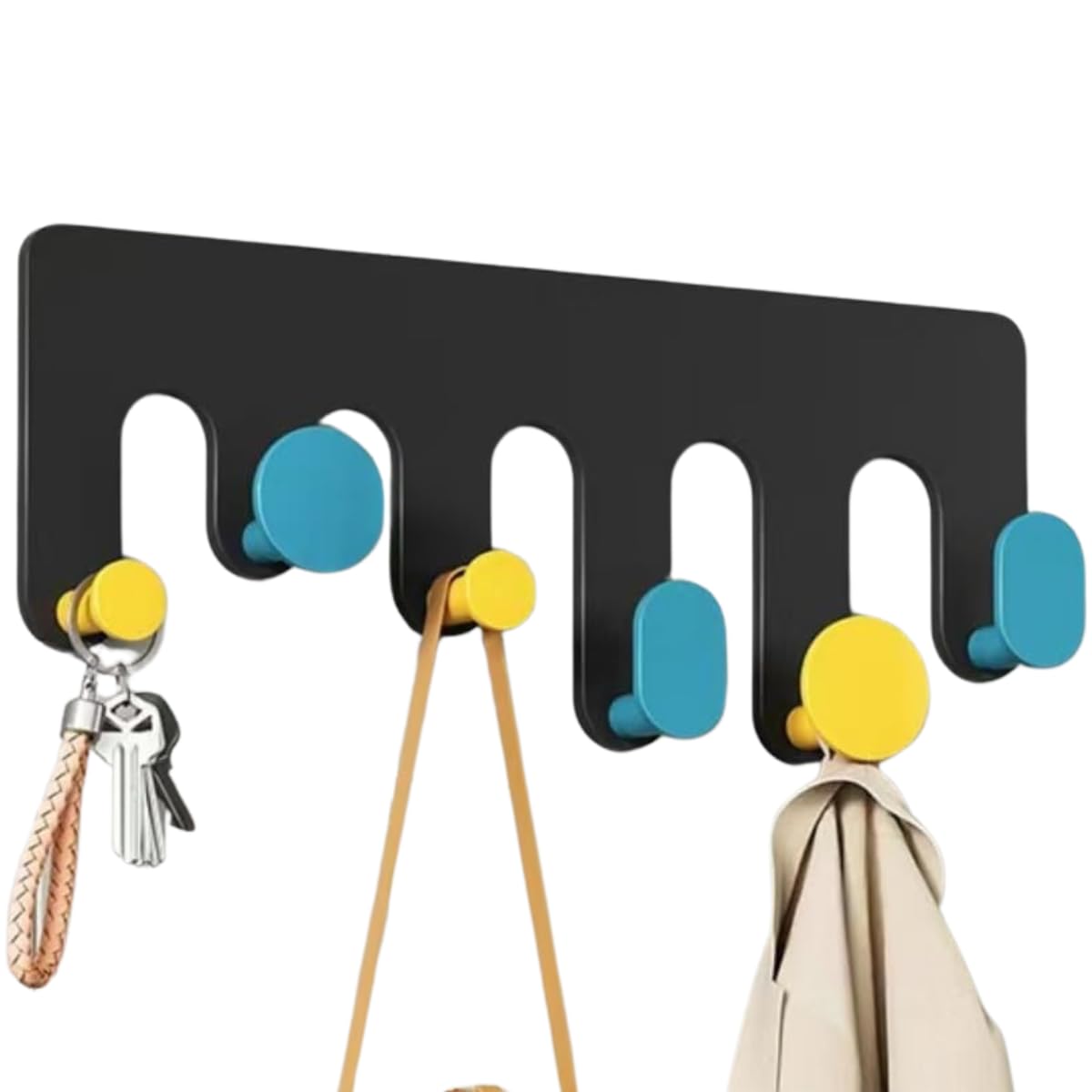 Magnetic Hook Rack, Magnetic Key Holder, Keychain Hanger for Refrigerator, Metal Cabinet, Grills, Dishwasher, Metal Door (Black, 6 Hooks)