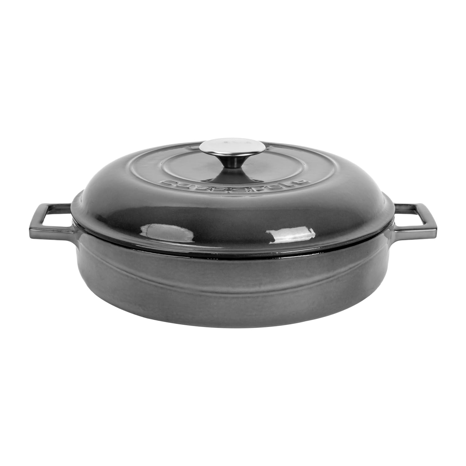 Lava Metal Premium Range – Pentole multiuso in ghisa, rotonda, 28 cm, grigio maiolico, coperchio a cupola