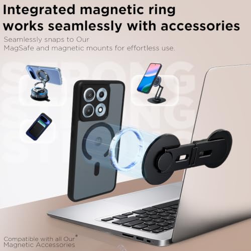 Image of RIGGEAR Shockproof Sleek Hybrid Armor Magnetic Back Cover Case Compatible with MagSafe Accessories for Motorola Moto Edge 70 Max 5G (Smoke Black Matte PC + Black TPU Bumper)