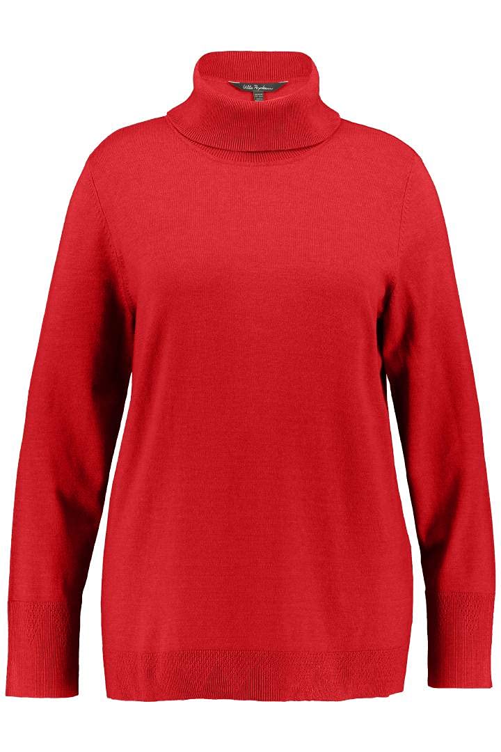 Ulla Popken Damen große Größen Übergrößen Plus Size Rollkragenpullover, breite Rippbündchen, Langarm 799922