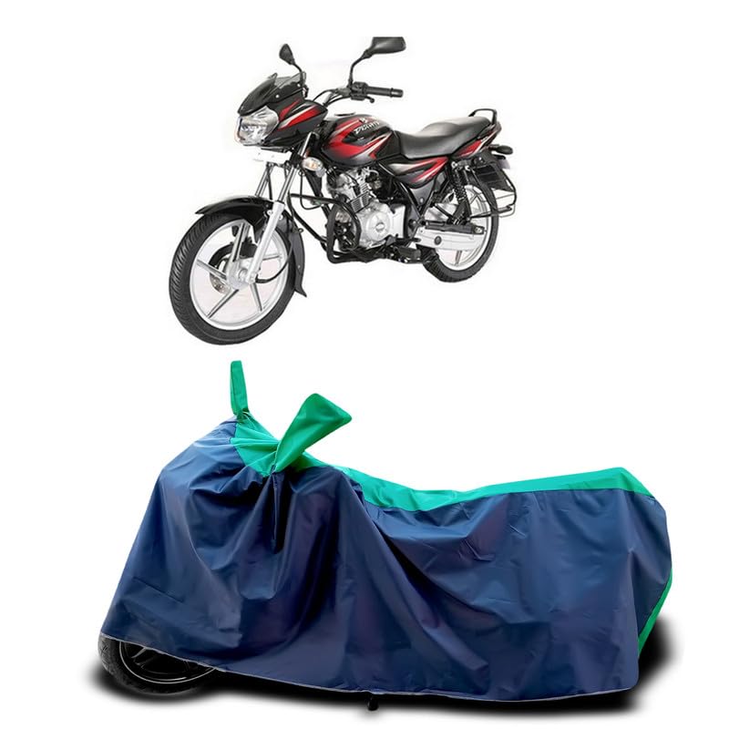 Image of DUFFEL-Two Wheeler Bike Cover Compatible for Bajaj Discover 125 Bs6 Heat Protectio /UV-Rays /Birds Dropping /DustProof /Waterproof Indoor Outdoor and Parking Full Protection All Variants [Green Patta]