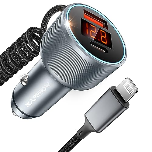 iPhone Car Charger, 72W 3-Port Car Charger with 6FT Lightning Coiled Cable - image 1