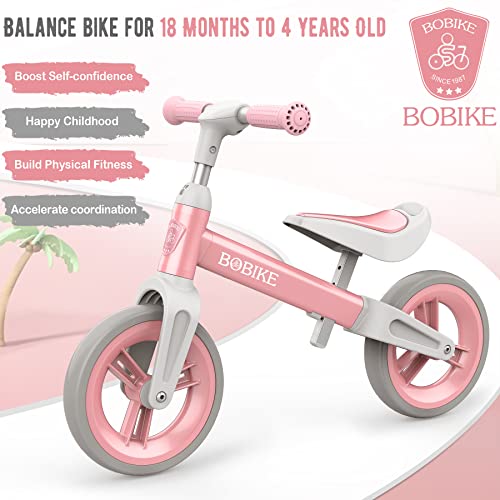 Bobike Toddler Balance Bike Toys For 1 To 3 Year Old Girls Boys Adjustable Seat And Handlebar No-Pedal Training Bike Best Gifts For Kids (Pink) #TOP1