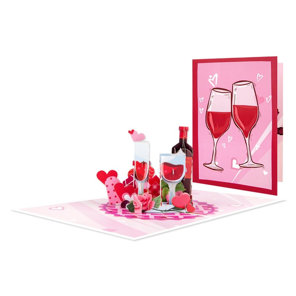 3D Wine Pop-Up Card For Birthday Anniversary Mum