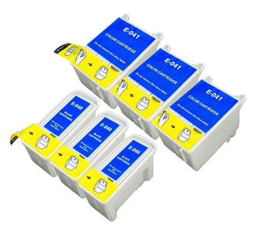 6 Multipack de alta capacidad Epson T040 , T041 Cartuchos Compatibles 3 negro, 3 color para Epson Stylus CX3200. Cartucho de tinta . T040 , T041 © 123 Cartucho