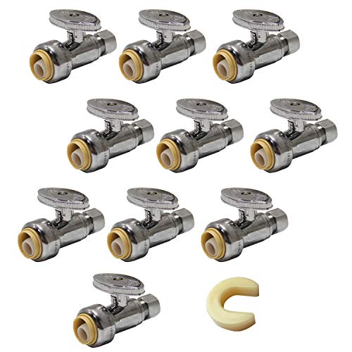 Image of 10Pcs EFIELD Straight Stop Valve,1 /2 inchPush x3 /8 inchCompression(PF-VALVE021-10)