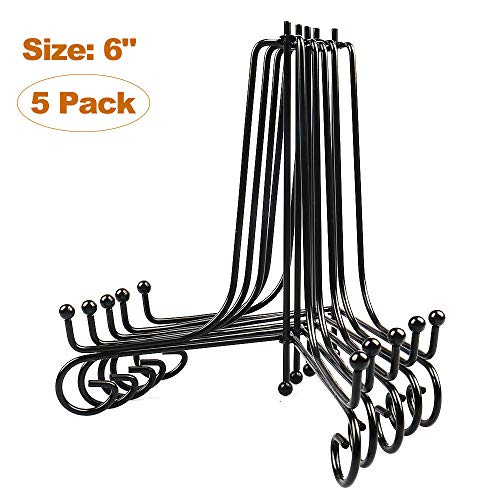 SYWAN Hierro Pantalla Soporte, Soportes Decorativos de Hierro para Libros de Cocina, Fotos, Platos Decorativos, Bowl, Placas, Tablets 5 Piezas Negro (6 Pulgadas)