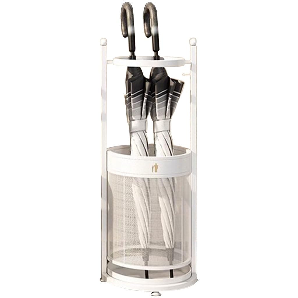 sdSDGrw umbrella stand, Multifunctional Indoor Umbrella Stand Rack - with Hook for Entryway & Porch Outdoor Storage Solution(White)