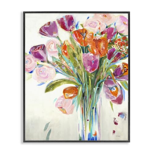 Rose and Tulip Floral Bouquet, 11 x 14 Inch Framed Giclée Print