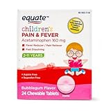 Equate Children Pain Reliever & Fever Reducer, Bubblegum, 24 Chewable Tablets