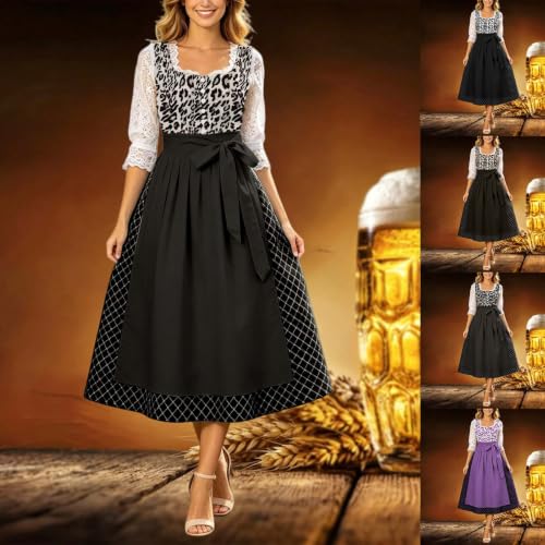 Vestido regional bávaro de corte premium y falda midi tradicional 2