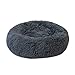 Cama para Perros y Gatos Mascotas Calentito Cojín Redondo Suave de Felpa para Perros Cachorros Gatitos Cama Impermeable Lavable a Máquina Duradera (50cm Gris Oscuro)