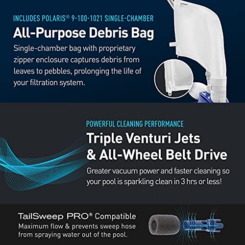 Polaris Vac-Sweep 360 Pressure Inground Pool Cleaner, Triple Jet Powered With A Single Chamber Debris Bag #TOP3