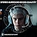 Wireless Gaming Headset für PS5, PS4, PC, Switch, Mobile,Mac, Laptop, 2.4GHz Faltbarer Gaming Bluetooth Headset mit Surround Sound, ENC Noise Cancelling Kopfhörer, LED Licht, 50 Stunden Akkulaufzeit