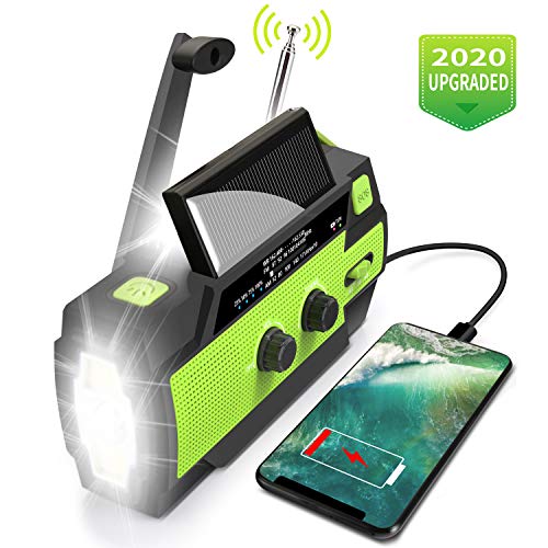 Emergency Flashlight Radio, 2020 Upgraded AM/FM/NOAA Weather Solar Crank Radio with 4000 mAh