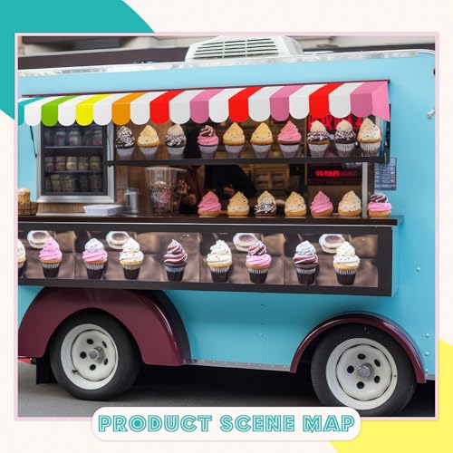 Image of Boao 4 Pcs 3D Cardboard Awning Decor,Rainbow,Striped Style | Paper Awning, Circus Carnival Theme, For Bulletin Board, Lemonade Stand, Bakery & Ice Cream Truck, Wall Window Backdrop