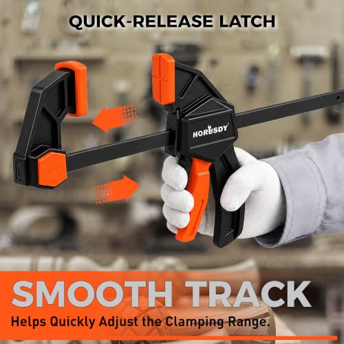 Image of 10-Piece Bar Clamp Set for Woodworking, 4 x 6-inch & 2 x 12-inch One-Handed F Clamp /Spreader, 132 lbs Load Capacity, Includes Spring Clamps & 90 Angle Clamp, Quick-Release Grip