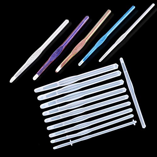 TikooTik 10 pièces Crochet Moule pour Résine Moules en Silicone au Crochet Moules Coulée en Résine époxy DIY Outil Aiguille à Tricoter Crochet Hook Silicone Molds (10pcs) Cover