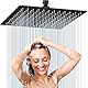 Regendusche duschkopf 12 Zoll, Duschkopf Regendusche Edelstahl 304 Quadrat (30x30cm), Kopfbrause Gebürstetes Chrom-Finish, Selbstreinigende Duschbrause Regendusche Installierbar,Rain Shower, (BLACK)
