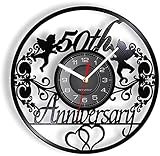 AGlitw 50th Anniversary Angel Crown Retro Vinyl LP Record Orologio da Parete 50 Anni Regalo di Nozze Album di Nozze Orologio Musicale Decorazioni per la casa
