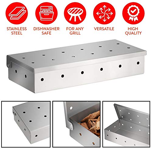 Ldxzpx Smoker Box For Grill Bbq Wood Chips,Stainless Steel Smoking Box-Grilling Accessory For Gas Or Charcoal Grills (Silver) #TOP2