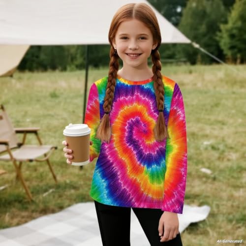 Image of Renewold Boys Girls Tees Kids T-Shirt Long Sleeve Crewneck T Shirts Casual Athletic Tops Clothing for Home School Travel