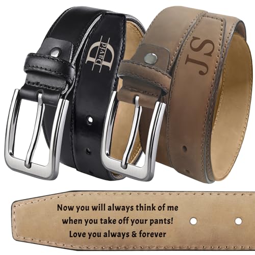 Personalized Mens Belt Custom Leather Belts Engraved Name for Him Christmas Anniversary Birthday Valentines Day Gift