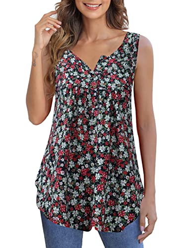 Womens Sleeveless Tops Flowy Tank Tops For Women To Hide Belly Floral L #TOP15