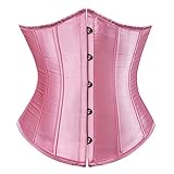 Women's Corset Bustier Top Black Underbust Sexy Lingerie Waist Trainer 3XL Pink