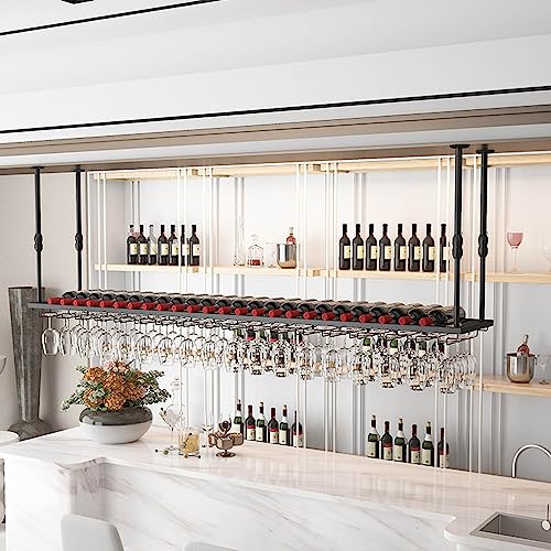 Étagère de décoration de plafond en fer et range-bouteilles chic