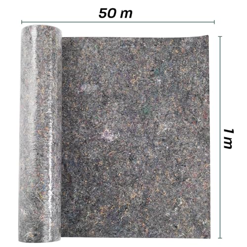 Hinrichs Malervlies 50m Rolle 180g/m² - Durchsickerungsschutz für Flüssigkeiten - Abdeckvlies 50m - Abdeckfliesse für Boden mit Anti-Rutsch Beschichtung - Malerfliesrolle Abdeckflies als Abdeckung - 2