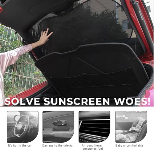 100x50 cm Sonnenschutz Heckscheibe Auto, Sonnenschutz Auto Baby, mit 4 Hochleistungs-Saugnäpfen, Sichtschutz Fenster, Mesh Heckscheibenblende, UV Schutz Hinterfenster für Kinder & Haustiere