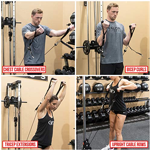 Valor Fitness BD-62 Wall Mount Cable Station with Adjustable Dual Pulley System and Strap Handles for Functional Home Gym