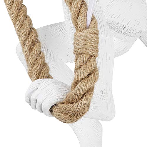 White/Black/Gold Monkey Pendant Lights Creative Chandeliers Lights Loft Vintage Hemp Rope Monkey Pendant Light Fixture Industrial Retro Pendant Lamp E27 For Dining Living Room Bedroom Bar Cafe (White) #TOP1