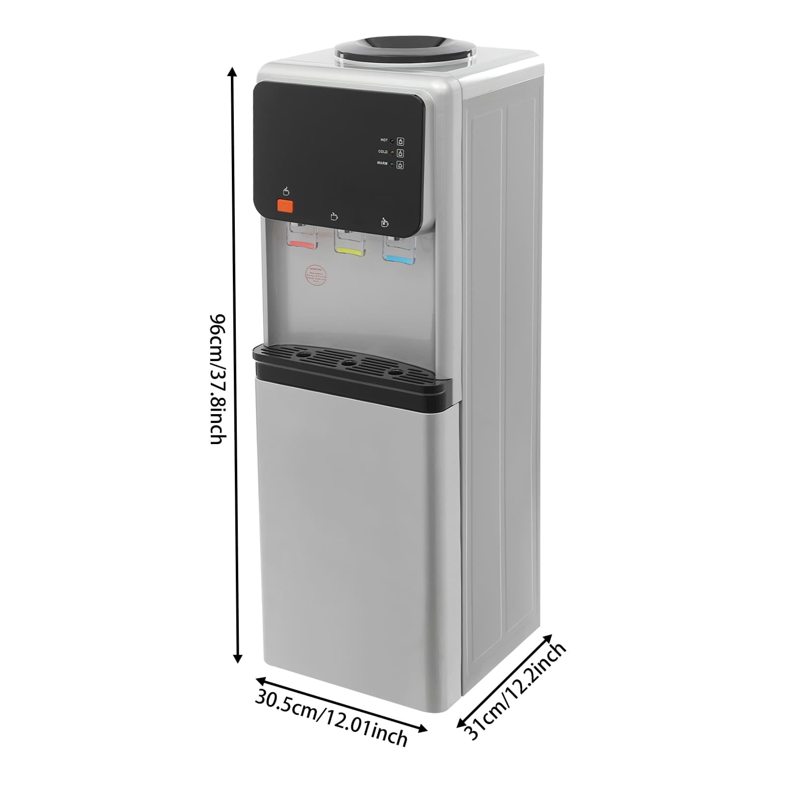 Kalt-/Warmwasserspender auf Fuß, kommerzieller Trinkbrunnen, 3 Temperaturen, kompatibel mit 19 l Wasserflaschen, ideal für Haus, Büro, Hotel