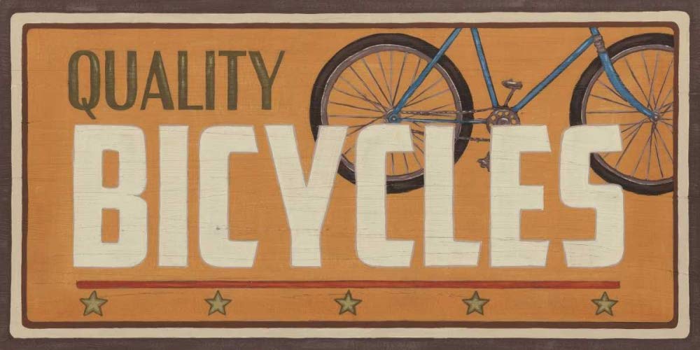 Feeling at home Lienzo-con-AMERICANO-BOX-Bike-Shop-III-Buque-Junio-Erica-Signs-Fine-Art-impresión-on-madera-marco-Horizontal-11x22_in