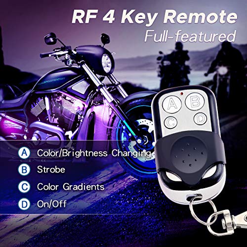 AMBOTHER 8Pcs Motorcycle LED Light Kits Strips DC 12-Volt Waterproof RGB Multi-Color Underglow Neon Ground Effect Atmosphere Lights with Remote and Adhesives Clips - Thumbnail 2