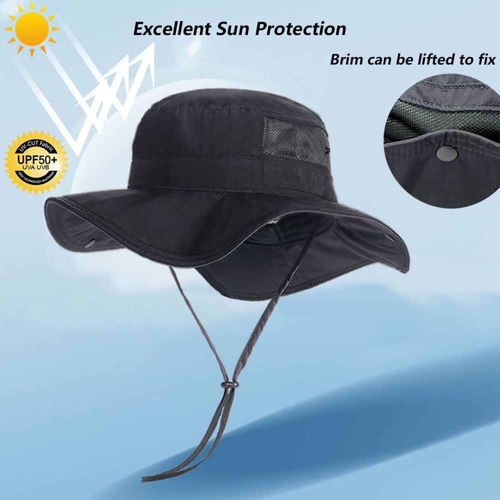 Cappello da sole per esterni, pieghevole, UPF50+, a tesa larga, per uomini e donne, impermeabile, per pesca, escursionismo, arrampicata