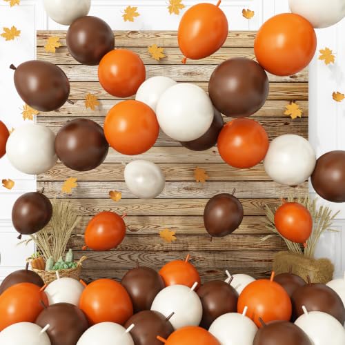 Image of Orange White Brown Link Balloons,Linking Balloons for Thanksgiving Decorations