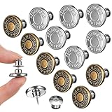 DESIOLE 14 Sets Button Pins for Loose Jeans - No Sew, No Tools Needed! Pants Button Tightener for Waist, Reusable & Adjustable Metal Pants Buttons Kit