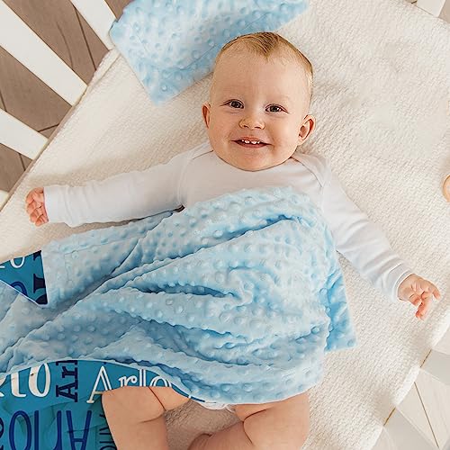Image of Custom Baby Blanket - Personalized Names Design - Soft Plush Blanket with Double Layer Dotted Backing for Boys Girls Color08(30x40 inches)