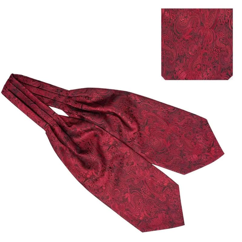 the tie hub Red Paisley Microfiber Cravat & Pocket Square Combo – Stylish Formal Neckwear Set for Men-picture-59