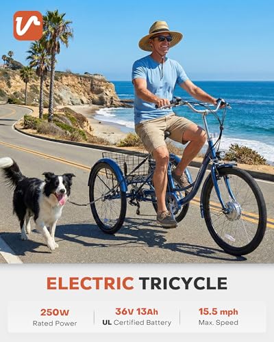 VIRIBUS Electric Tricycle for Adults, 24 26 inch Electric