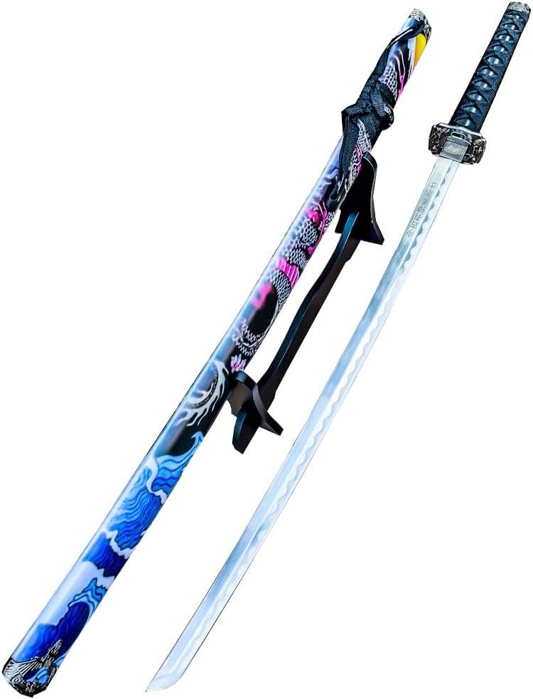 1pc Huge Japanese Samurai Katana Sword Dragon with Stand Ninja