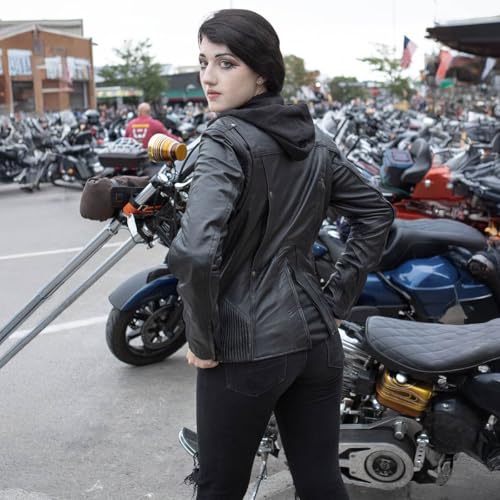 Image of Milwaukee Leather Women's Premium Leather Motorcycle Riding Jacket With Removable Hoodie Liner